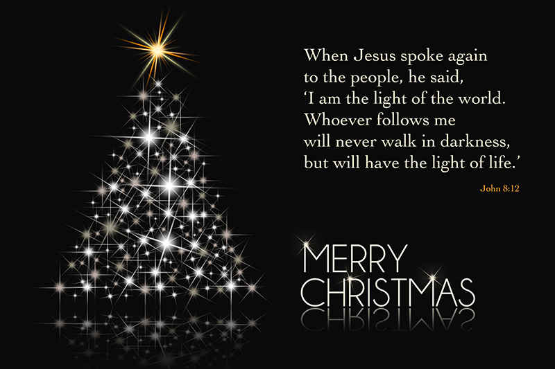 Merry Christmas – John 8:12 Bible verse ecard